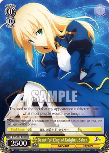 Beautiful King of Knights, Saber (FZ/SC17-E006 RE), Fate/Zero Chronicle Set — Weiß Schwarz card price