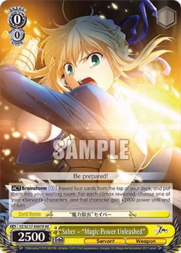 Saber - "Magic Power Unleashed" (RRR) (FZ/SC17-E007R RE), Fate/Zero Chronicle Set — Weiß Schwarz card price