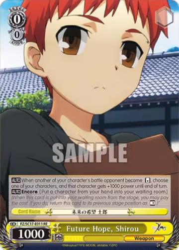 Future Hope, Shiro (FZ/SC17-E011 RE), Fate/Zero Chronicle Set — Weiß Schwarz card price