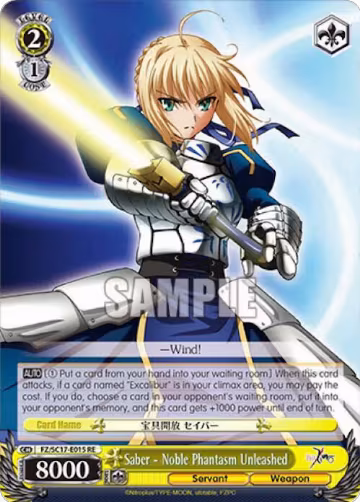 Saber - Noble Phantasm Unleashed (FZ/SC17-E015 RE), Fate/Zero Chronicle Set — Weiß Schwarz card price