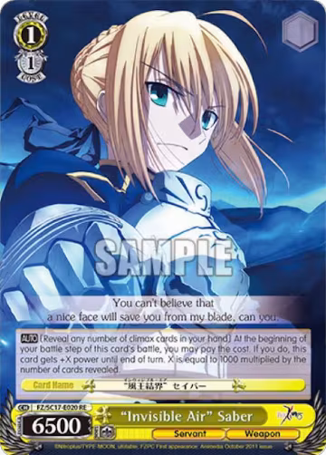 "Invisible Air" Saber (FZ/SC17-E020 RE), Fate/Zero Chronicle Set — Weiß Schwarz card price