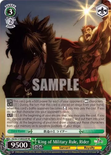 King of Military Rule, Rider (SP) (FZ/SC17-E032SP RE), Fate/Zero Chronicle Set — Weiß Schwarz card price