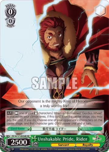 Unshakable Pride, Rider (RRR) (FZ/SC17-E034R RE), Fate/Zero Chronicle Set — Weiß Schwarz card price