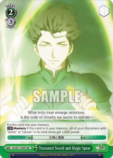 Treasured Sword and Magic Spear (FZ/SC17-E051 RE), Fate/Zero Chronicle Set — Weiß Schwarz card price