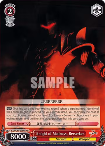 Knight of Madness, Berserker (SR) (FZ/SC17-E056S RE), Fate/Zero Chronicle Set — Weiß Schwarz card price