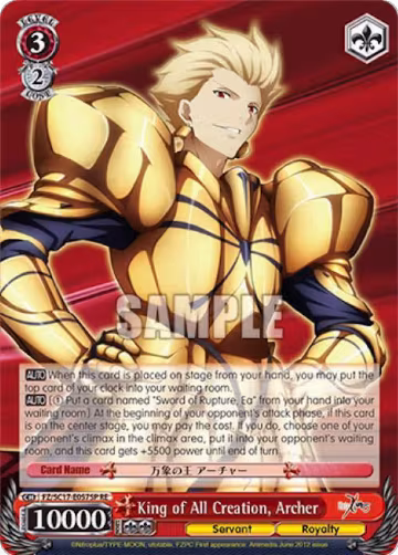 King of All Creation, Archer (SP) (FZ/SC17-E057SP RE), Fate/Zero Chronicle Set — Weiß Schwarz card price
