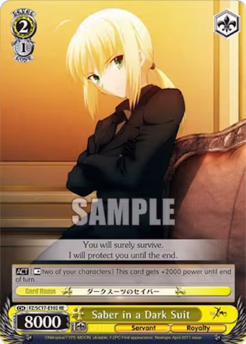 Saber in a Dark Suit (TD) (FZ/SC17-E102 RE), Fate/Zero Chronicle Set — Weiß Schwarz card price