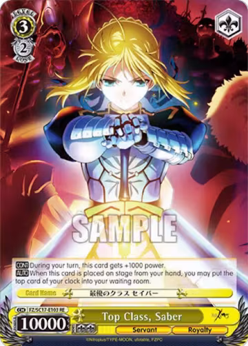 Top Class, Saber (FZ/SC17-E103 RE), Fate/Zero Chronicle Set — Weiß Schwarz card price