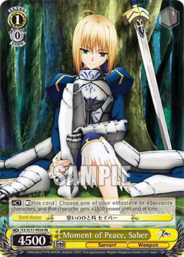 Moment of Peace, Saber (FZ/SC17-PE04 RE), Fate/Zero Chronicle Set — Weiß Schwarz card price