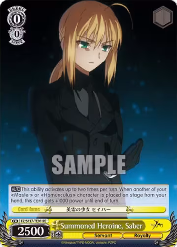 Summoned Heroine, Saber (FZ/SC17-TE01 RE), Fate/Zero Chronicle Set — Weiß Schwarz card price