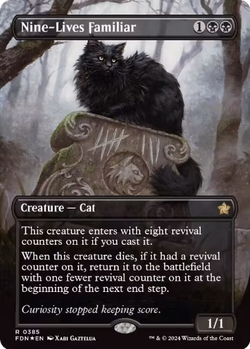 Nine-Lives Familiar (Borderless) (Mana Foil) (385), Foundations — Magic card price