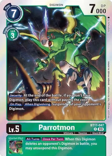 Parrotmon (BT17-047 R), Secret Crisis — Digimon card price