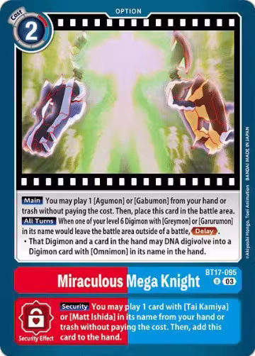 Miraculous Mega Knight (BT17-095 U), Secret Crisis — Digimon card price