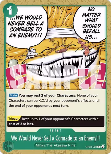 We Would Never Sell a Comrade to an Enemy!!! (OP08-038), Two Legends — One Piece card price