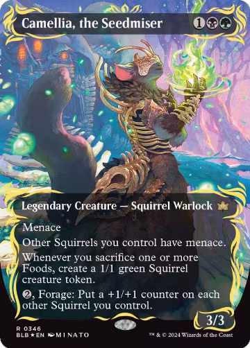 Camellia, the Seedmiser (Borderless) (Raised Foil) (346), Bloomburrow — Magic card price