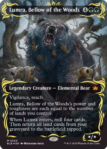 Lumra, Bellow of the Woods (Borderless) (Raised Foil) (343), Bloomburrow — Magic card price