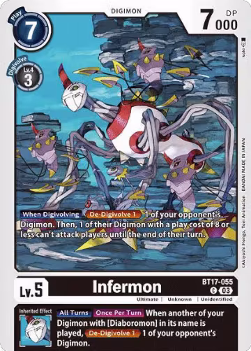 Infermon (BT17-055 C), Secret Crisis — Digimon card price