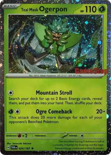 Teal Mask Ogerpon (Cosmos Holo) (Gamestop Exclusive) (024/167), Miscellaneous Cards & Products — Pokémon card price