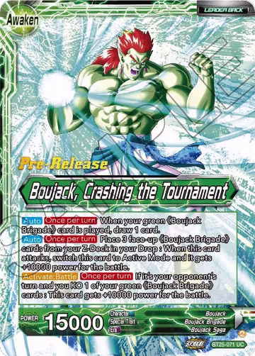 Boujack Brigade // Boujack, Crashing the Tournament (BT25-071), Legend of the Dragon Balls Pre-Release Cards — DB Super card price