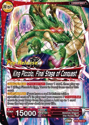 King Piccolo // King Piccolo, Final Stage of Conquest (BT25-002), Legend of the Dragon Balls Pre-Release Cards — DB Super card price