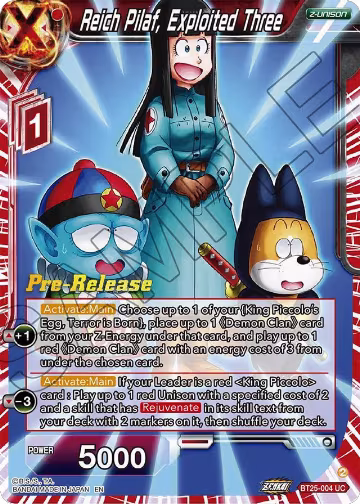 Reich Pilaf, Exploited Three (BT25-004), Legend of the Dragon Balls Pre-Release Cards — DB Super card price