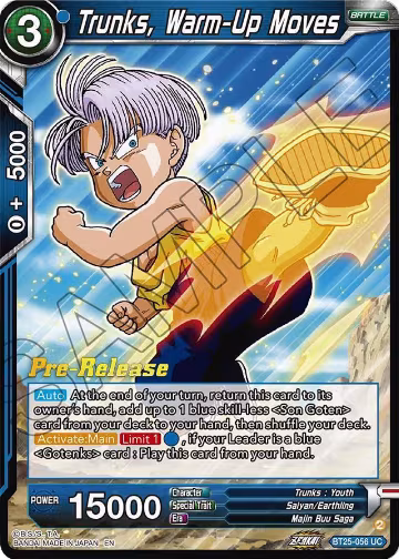 Trunks, Warm-Up Moves (BT25-056), Legend of the Dragon Balls Pre-Release Cards — DB Super card price