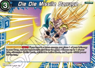 Die Die Missile Barrage (BT25-049), Legend of the Dragon Balls Pre-Release Cards — DB Super card price
