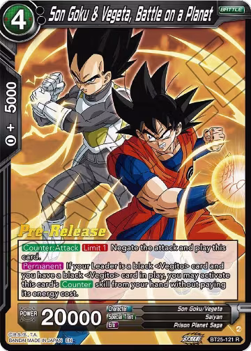 Son Goku & Vegeta, Battle on a Planet (BT25-121), Legend of the Dragon Balls Pre-Release Cards — DB Super card price