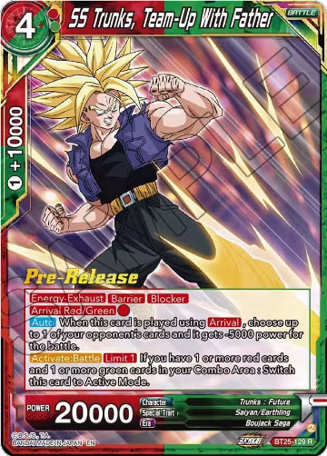 SS Trunks, Team-Up With Father (BT25-129), Legend of the Dragon Balls Pre-Release Cards — DB Super card price