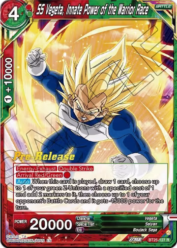 SS Vegeta, Innate Power of the Warrior Race (BT25-127), Legend of the Dragon Balls Pre-Release Cards — DB Super card price