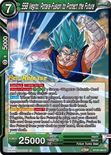 SSB Vegito, Potara-Fusion to Protect the Future (BT25-094), Legend of the Dragon Balls Pre-Release Cards — DB Super card price