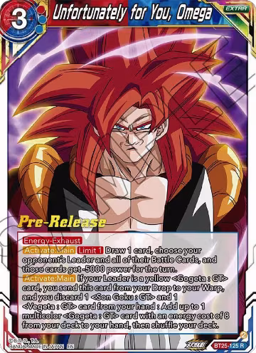 Unfortunately for You, Omega (BT25-125), Legend of the Dragon Balls Pre-Release Cards — DB Super card price