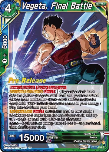 Vegeta, Final Battle (BT25-134), Legend of the Dragon Balls Pre-Release Cards — DB Super card price