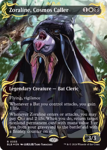 Zoraline, Cosmos Caller (Borderless) (Raised Foil) (355), Bloomburrow — Magic card price