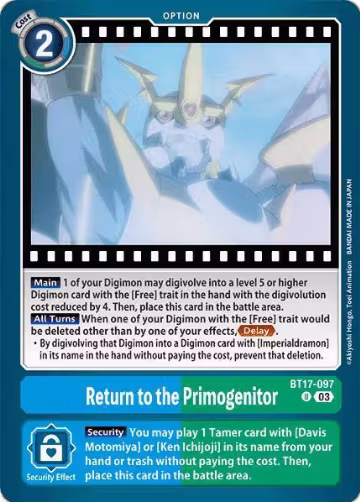 Return to the Primogenitor (BT17-097 U), Secret Crisis — Digimon card price