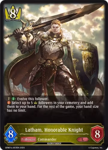Latham, Honorable Knight (GFB01a-003EN), Guide to Glory — Shadowverse card price