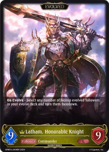 Latham, Honorable Knight (Evolved) (GFB01a-004EN), Guide to Glory — Shadowverse card price
