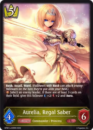 Aurelia, Regal Saber (GFB01a-009EN), Guide to Glory — Shadowverse card price