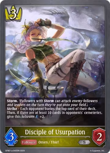 Disciple of Usurpation (GFB01a-042EN), Guide to Glory — Shadowverse card price