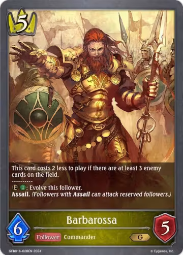 Barbarossa (GFB01b-028EN), Guide to Glory — Shadowverse card price