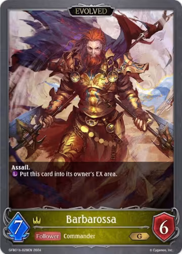 Barbarossa (Evolved) (GFB01b-029EN), Guide to Glory — Shadowverse card price