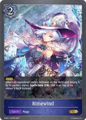 Rimewind (GFB01c-027EN), Guide to Glory — Shadowverse card price