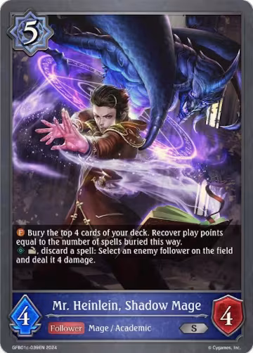 Mr. Heinlein, Shadow Mage (GFB01c-039EN), Guide to Glory — Shadowverse card price