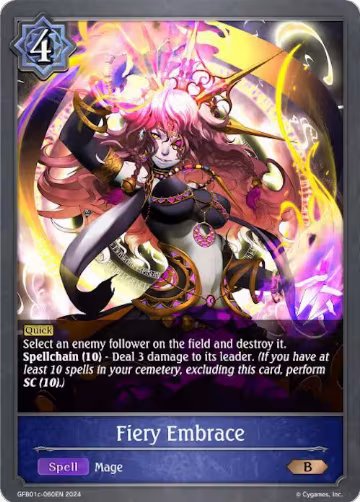 Fiery Embrace (GFB01c-060EN), Guide to Glory — Shadowverse card price