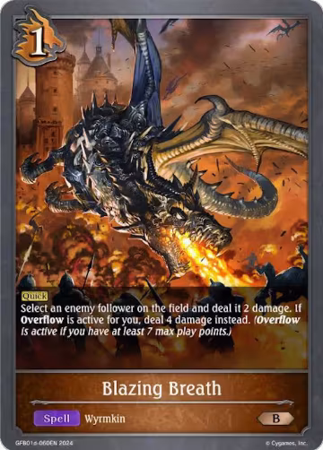 Blazing Breath (GFB01d-060EN), Guide to Glory — Shadowverse card price