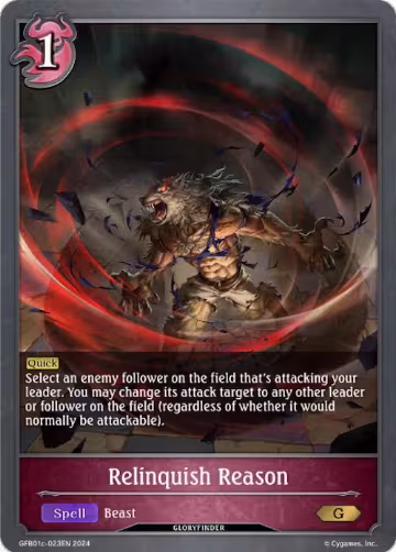 Relinquish Reason (GFB01c-023EN), Guide to Glory — Shadowverse card price