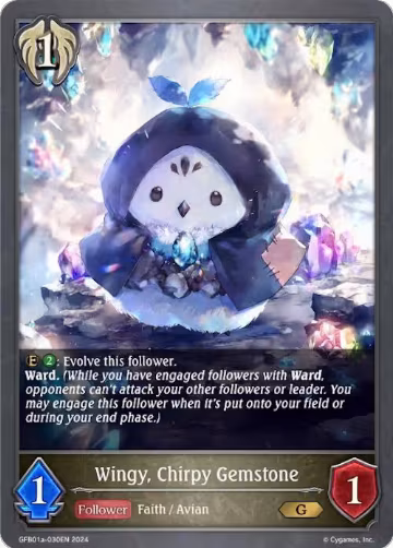 Wingy, Chirpy Gemstone (GFB01a-030EN), Guide to Glory — Shadowverse card price