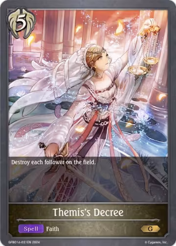 Themis's Decree (GFB01d-031EN), Guide to Glory — Shadowverse card price