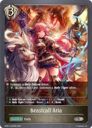 Beastcall Aria (GFB01d-053EN), Guide to Glory — Shadowverse card price