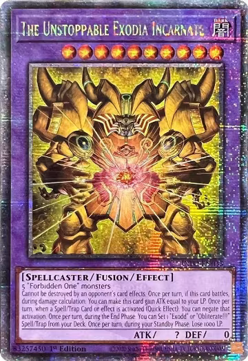 The Unstoppable Exodia Incarnate (Quarter Century Secret Rare) (INFO-EN033), The Infinite Forbidden — Yu-Gi-Oh! card price
